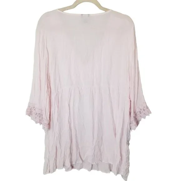 Torrid Womens 3X Light Pink Lace Trim 3/4 Sleeves - Picture 7 of 7